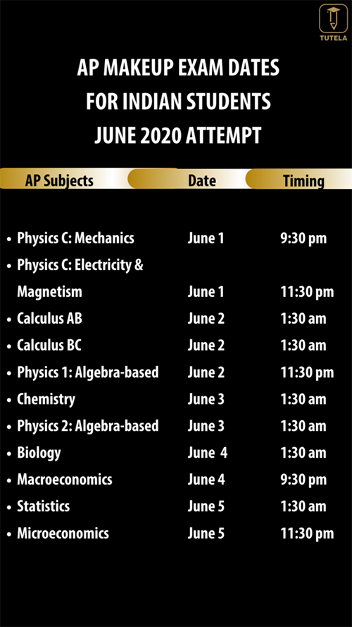 Tutela AP Makeup Exam June 2020 list 2